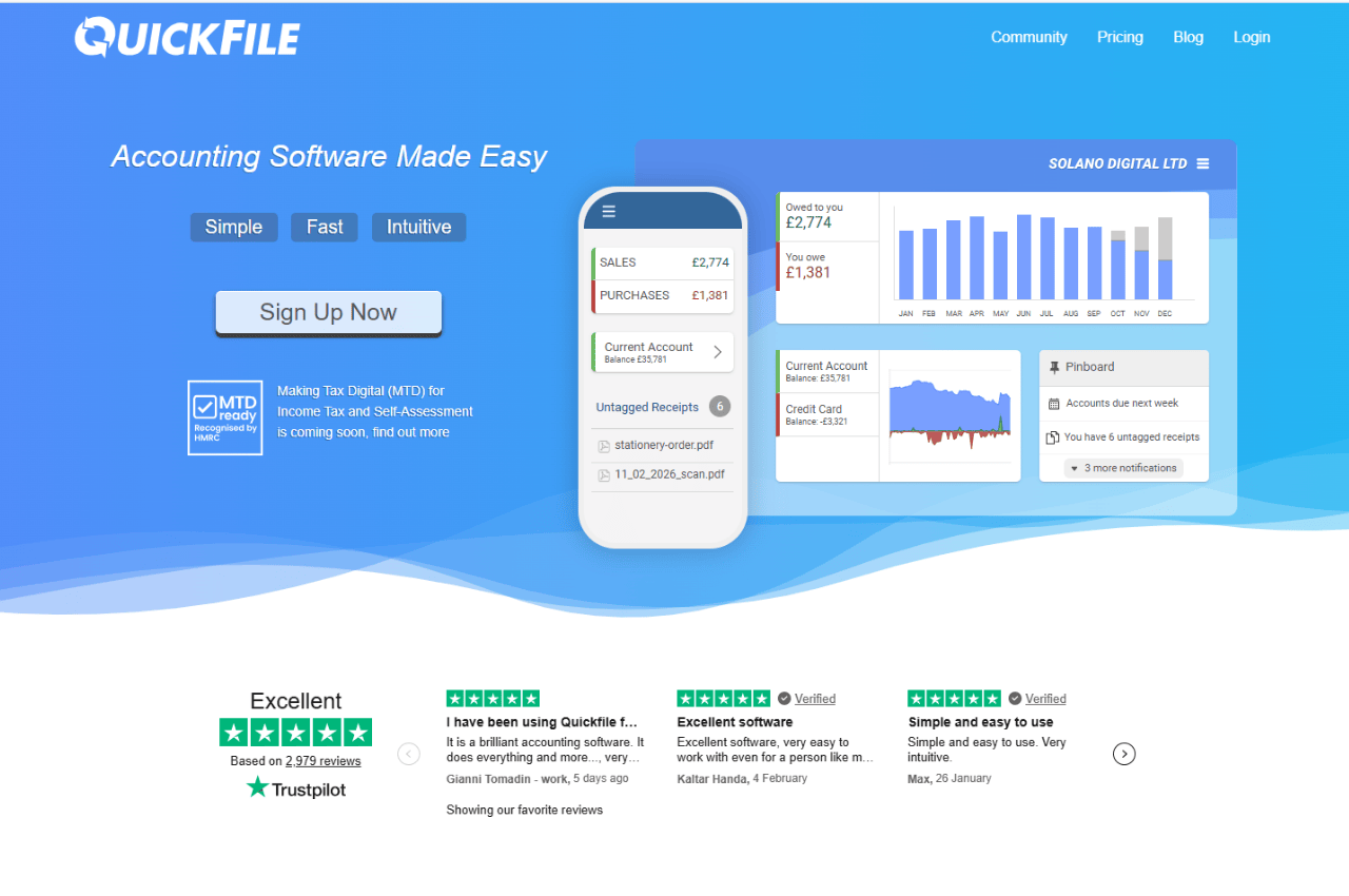 Quickfile homepage